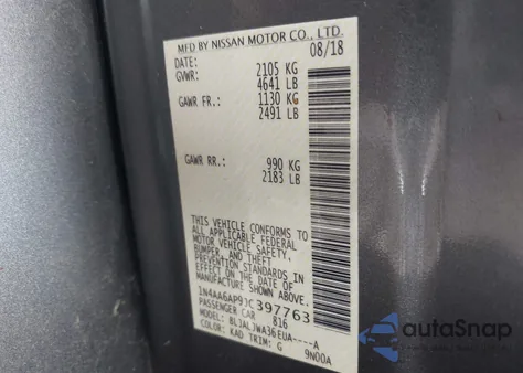 2018 Nissan Maxima 3.5 Sv z USA, uszkodzony, nr VIN 1N4AA6AP9JC397763